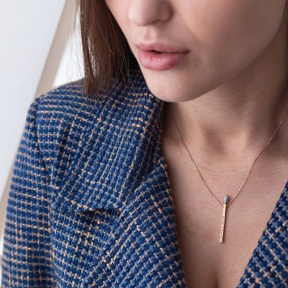 Золотое колье "Спичка" (фианит) кол01474 №2