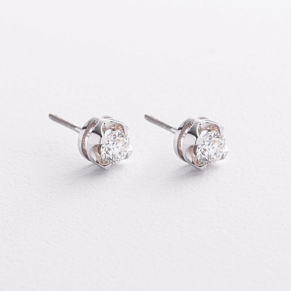 Золотые серьги - пусеты с бриллиантами сб0572л (0,8)