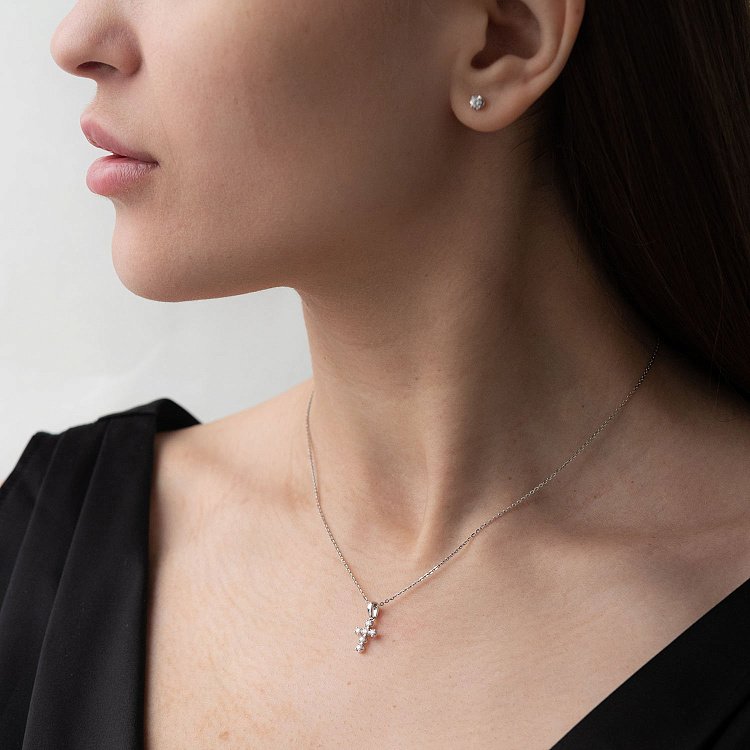 Золотий хрестик з діамантами пб0241ri від ювелірного магазину Онікс - 3