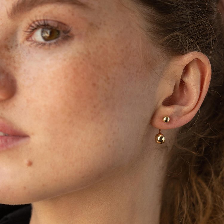 Сережки "Кульки" у жовтому золоті с08424 від ювелірного магазину Онікс - 3