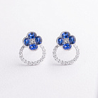 Сережки - пусети "Конюшина" в білому золоті (діаманти, сапфіри) сб0720lg от ювелирного магазина Оникс