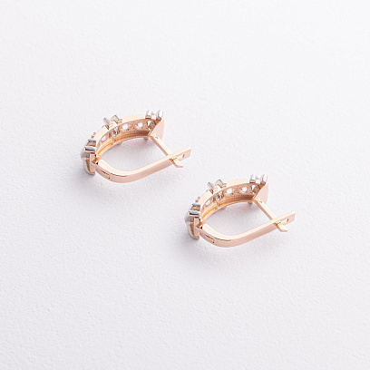 Серьги "Rosie" с фианитами (красное, белое золото) с09165 №2