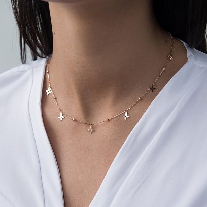 Золотое колье Клевера кол01520 №5