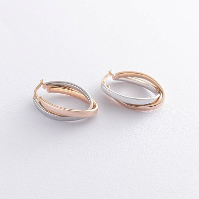 Серьги "Сплетение" (красное и белое золото) с06345