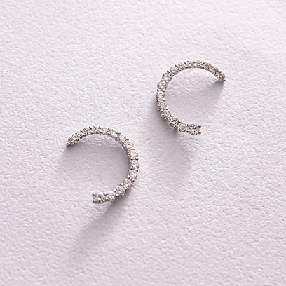 Золотые серьги - пусеты "Лунница" с бриллиантами сб0411cha №4