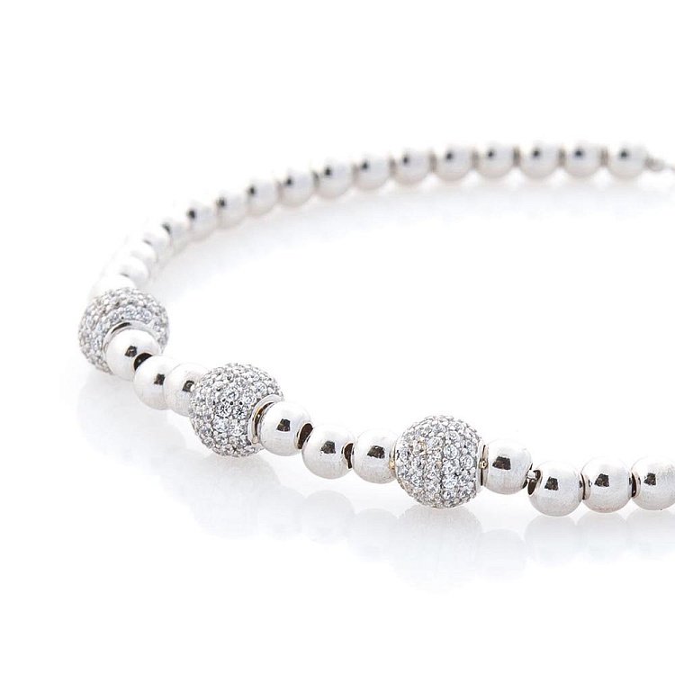 Золотой браслет "Шарики" (фианиты) б03583 от ювелирного магазина Оникс - 1