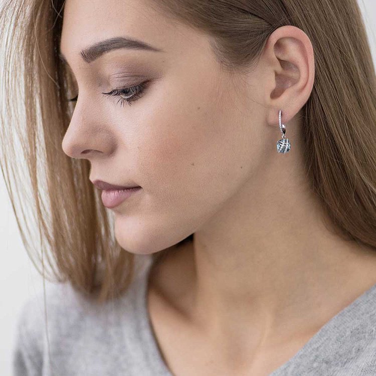 Золотые серьги с топазами и фианитами t14052502 от ювелирного магазина Оникс - 2