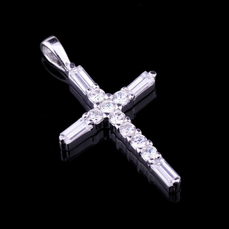 Крестик (фианиты, родий) 131996 от ювелирного магазина Оникс - 2