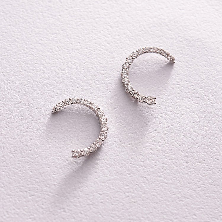 Золотые серьги - пусеты "Лунница" с бриллиантами сб0411cha от ювелирного магазина Оникс - 3