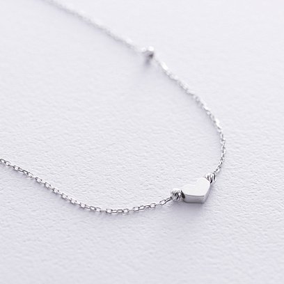 Браслет на ногу "Сердечко" в белом золоте б05346 №3