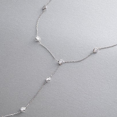 Серебряное колье - галстук с фианитами 908-01592 №5