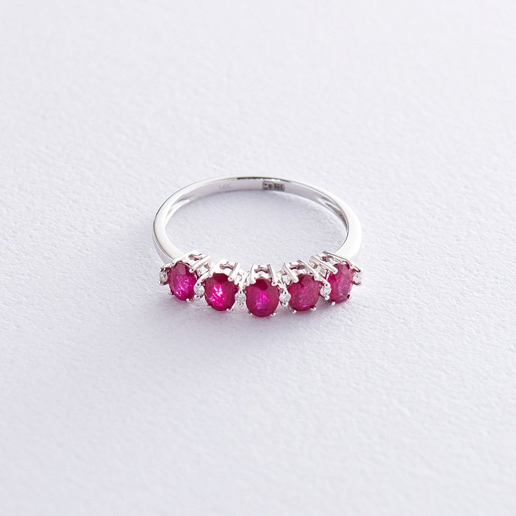 Золота каблучка з діамантами і рубінами R12974Eajd від ювелірного магазину Онікс