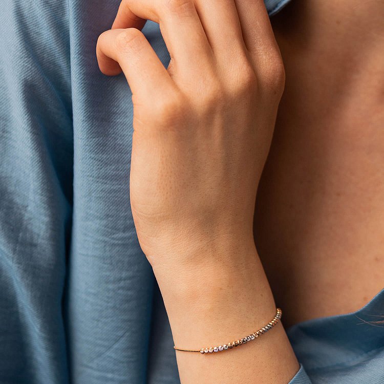 Браслет "Кульки" (червоне, біле золото) б05271 від ювелірного магазину Онікс - 2