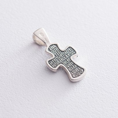 Серебряный крест "Распятие Иисуса Христа с молитвой ко Кресту" 133003 №5