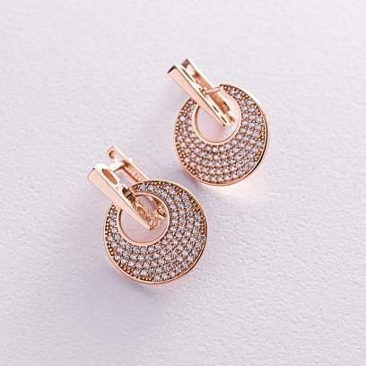 Золотые серьги "Луна" (фианиты) с05804