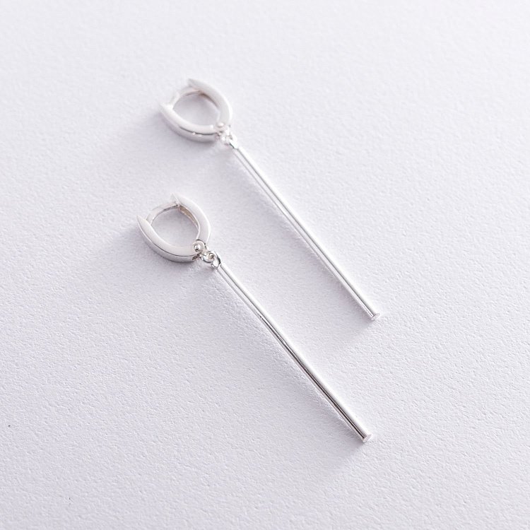 Срібні сережки "Лаконічність" 122730 від ювелірного магазину Онікс - 1