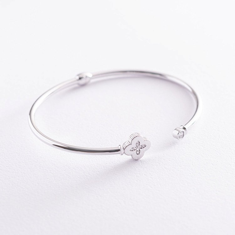 Золотий браслет "Конюшина" (фіаніт) б04132 від ювелірного магазину Онікс