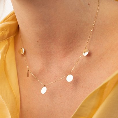 Колье "Монетки" в желтом золоте (5 шт) кол01438 №10