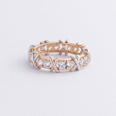 Кольцо "Rosie" с фианитами (желтое, белое золото) к08193 №7