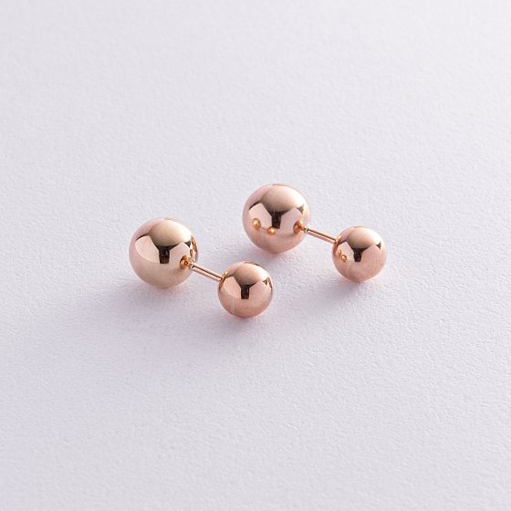 Серьги "Шарики" в красном золоте с02904 №2