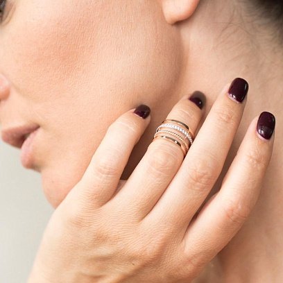 Золота каблучка з фіанітами к05245 №6