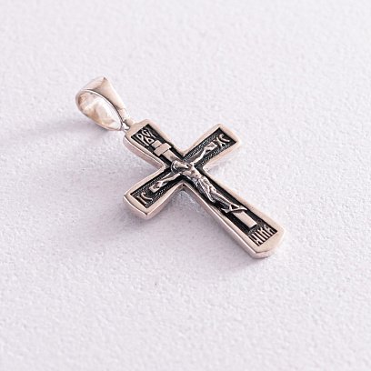 Серебряный православный крестик с распятием 131652