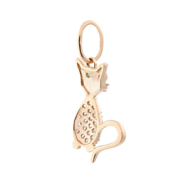 Золотий кулон "Кішка" (фіаніти) п01333 від ювелірного магазину Онікс - 1