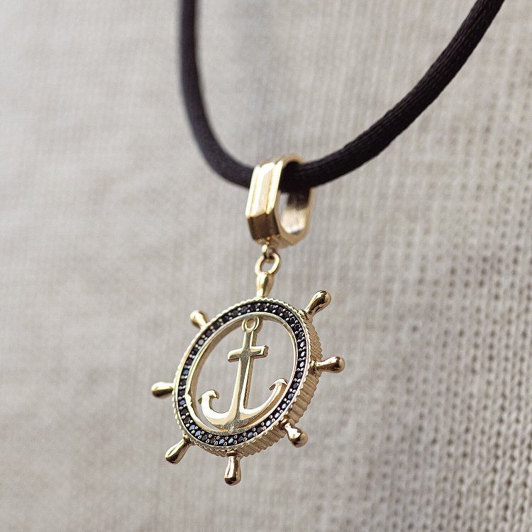 Золотий кулон "Якір" п02746 від ювелірного магазину Онікс - 4