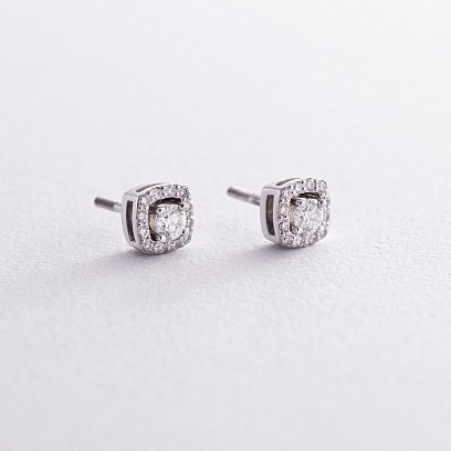 Золотые серьги - пусеты 2 в 1 с бриллиантами 331981121