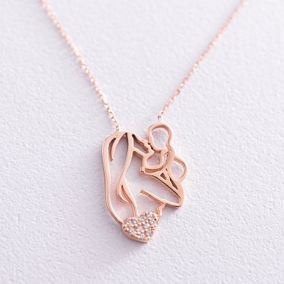 Золотое колье "Мама с ребенком" (фианиты) кол01101 №4