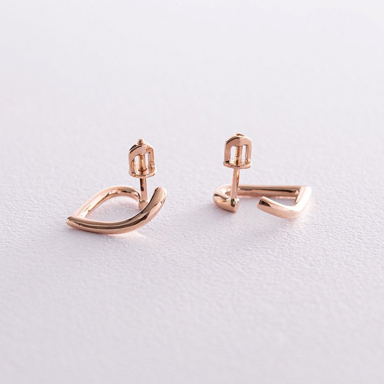 Сережки - пусети "Сердечки" у червоному золоті с08090 від ювелірного магазину Онікс - 5