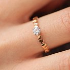 Золотое помолвочное кольцо c сердечками (фианит) к07645 от ювелирного магазина Оникс - 3