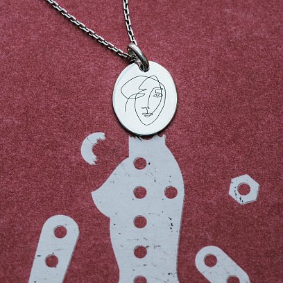 Серебряный кулон "Мечтательность" (овальный) 133045кул №9