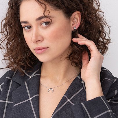 Серьги "Риск" в белом золоте с06994 №3