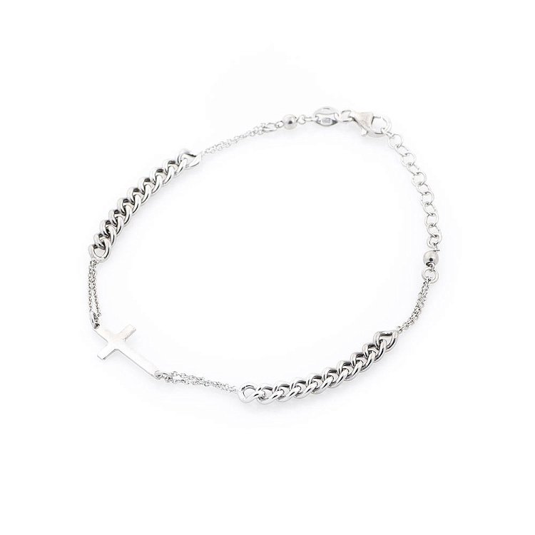 Серебряный браслет с крестиком 141223 от ювелирного магазина Оникс - 1