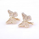 Золоті сережки "Метелики" з фіанітами с03669 от ювелирного магазина Оникс