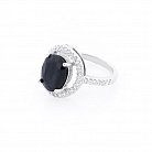 Серебряное кольцо с синим сапфиром и фианитами 111509 от ювелирного магазина Оникс - 1