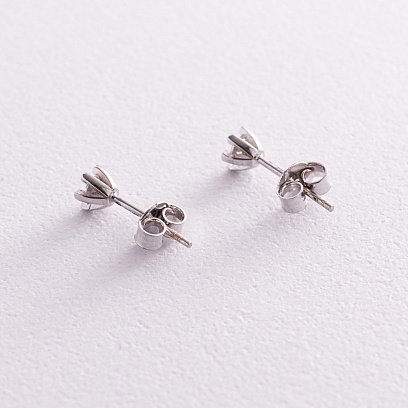 Золотые серьги - пусеты с фианитами с05854 №3