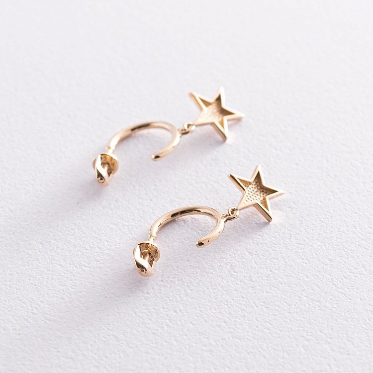 Золотые серьги - пусеты "Звездочки" с07395 от ювелирного магазина Оникс - 1