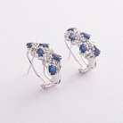 Золоті сережки з синіми сапфірами і діамантами E2671Scha от ювелирного магазина Оникс - 2