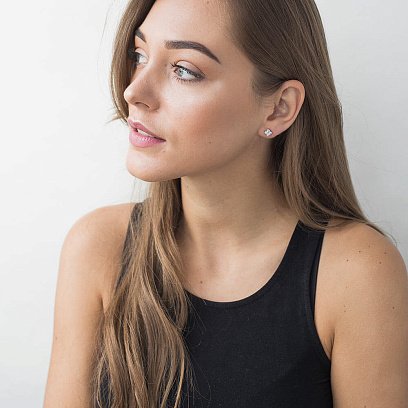 Золоті сережки - пусети з діамантами сб0090cha №5