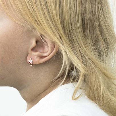 Детские золотые серьги "Бабочки" с эмалью с02159 №3