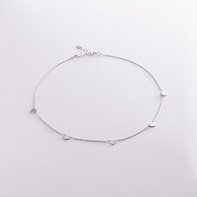 Серебряное колье "Сердечки" 908-01075