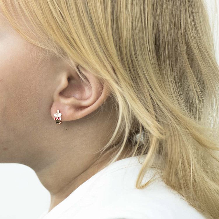 Детские золотые серьги "Бабочки" с эмалью с02159 от ювелирного магазина Оникс - 2