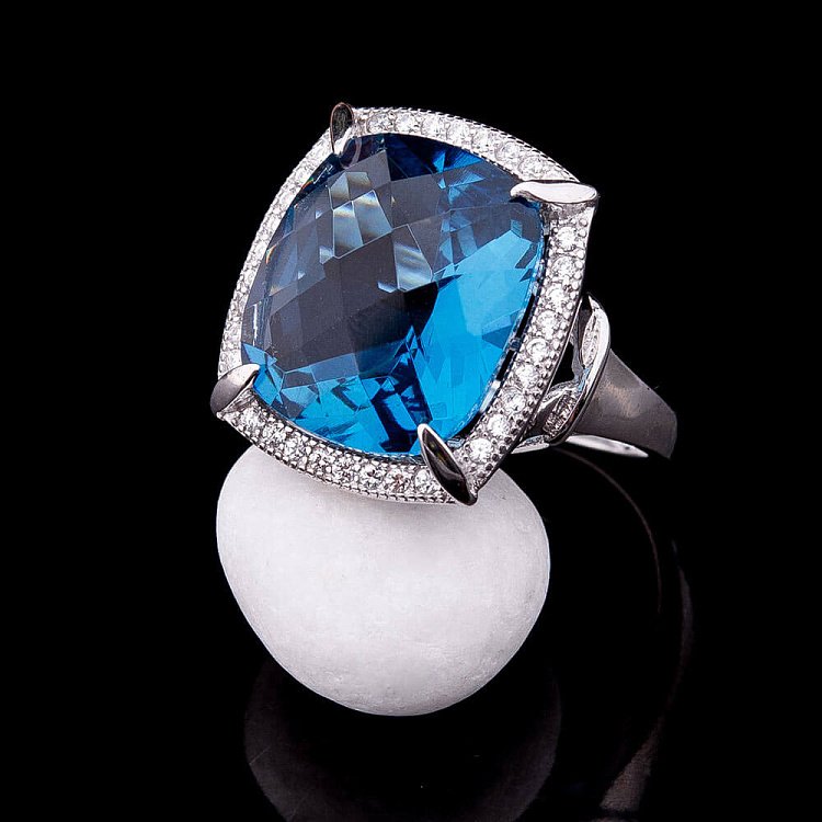 Кольцо с синими фианитами к24 - 4 Кольцо с синими фианитами к24 от ювелирного магазина Оникс - 4