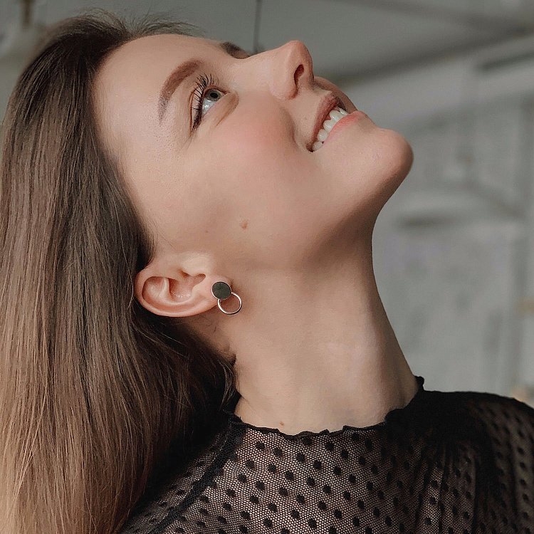 Золоті сережки-пусети "Кружечки" с06687 від ювелірного магазину Онікс - 6