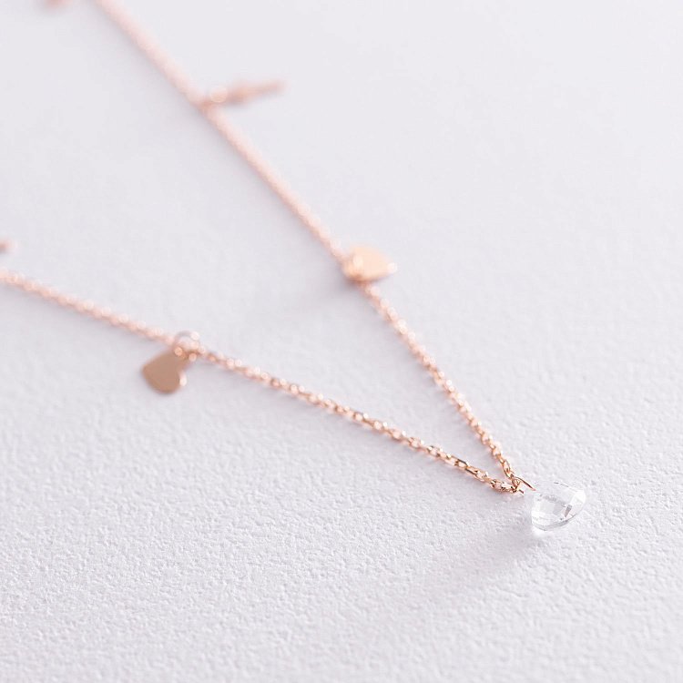 Кольє "Вір надійся кохай" з фіанітом в червоному золоті кол01831 від ювелірного магазину Онікс - 4