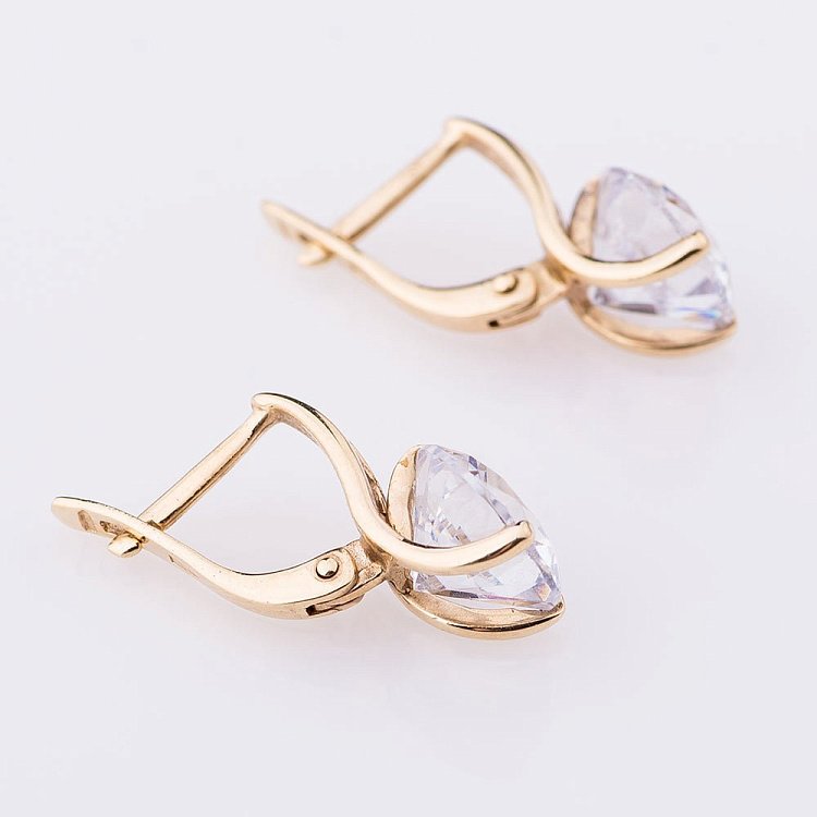 Золоті сережки з фіанітами с01121ж від ювелірного магазину Онікс - 2