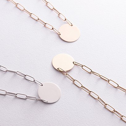 Колье с монеткой для гравировки (красное золото) кол02392 №4