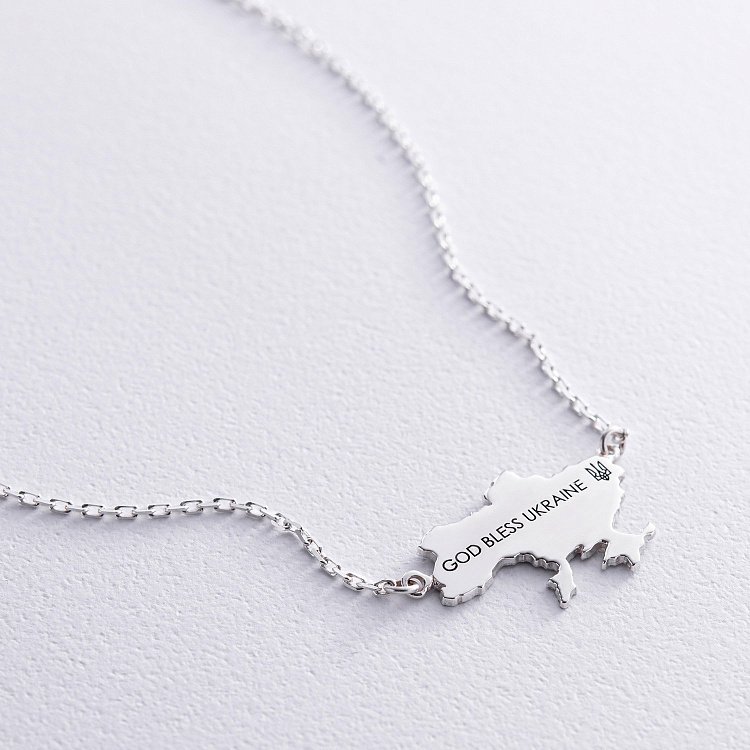Срібне кольє "Україна з Вашим текстом" 181212укр від ювелірного магазину Онікс - 11